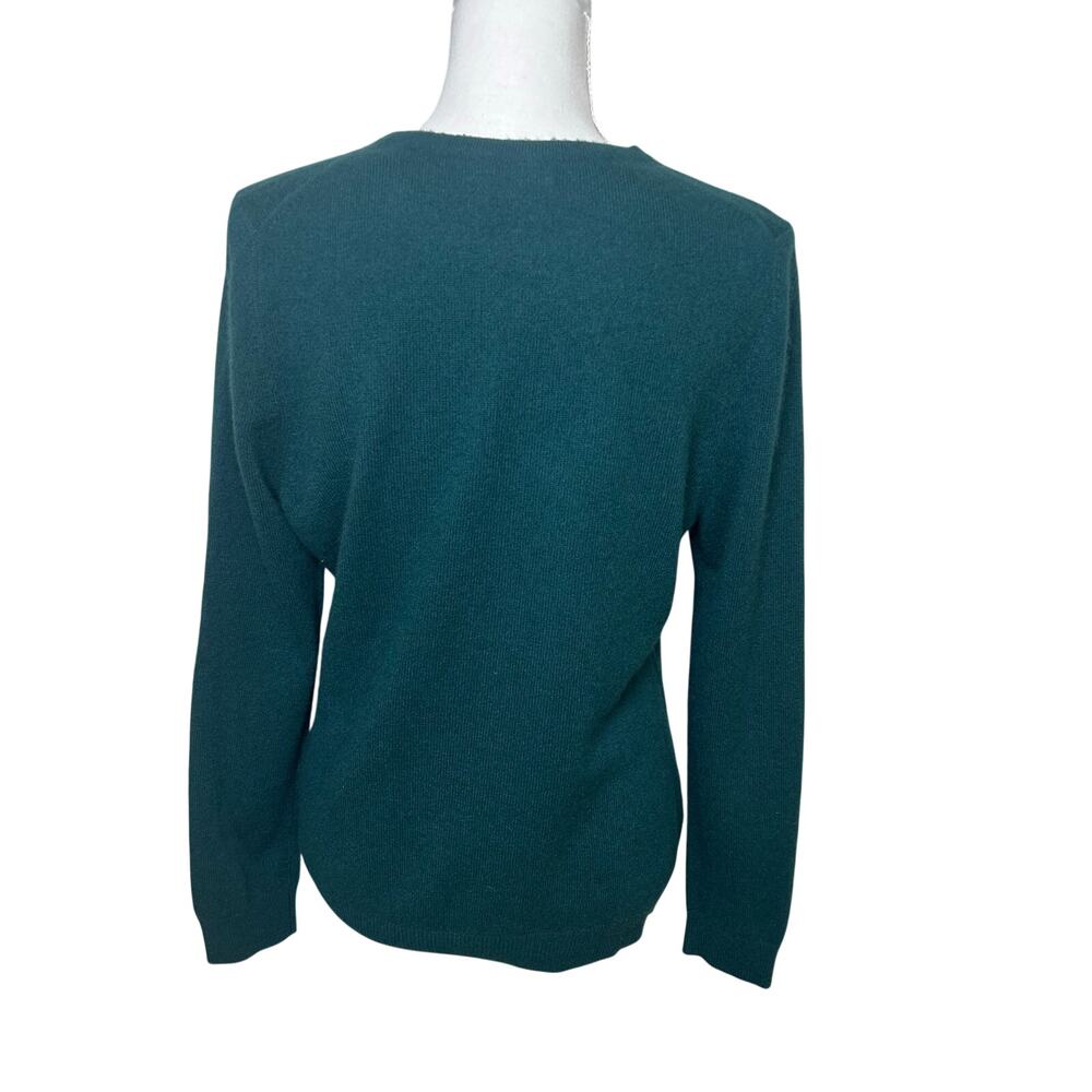Charter Club luxury 100% cashmere emerald green crew neck long sleeve sweater L - Picture 4 of 7